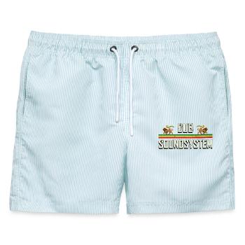Dub Reggae Soundsystem Party - Männer Badeshorts - hellblau gestreift - Vorne - AI Model Male 178 light (178cm)