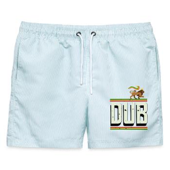 Dub Reggae - Männer Badeshorts - hellblau gestreift - Vorne - AI Model Male 178 light (178cm)