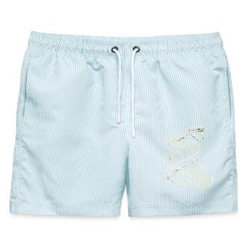 Schlange Guck Mich Nicht So An - Männer Badeshorts - hellblau gestreift - Vorne - AI Model Male 178 light (178cm)