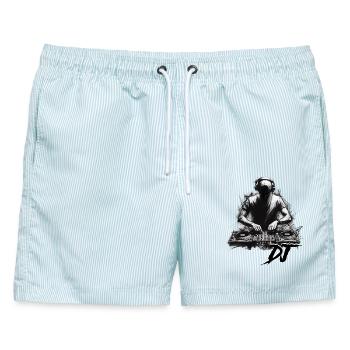 DJ - Männer Badeshorts - hellblau gestreift - Vorne - AI Model Male 178 light (178cm)