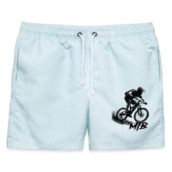 Mtb - Männer Badeshorts - hellblau gestreift - Vorne - AI Model Male 178 light (178cm)