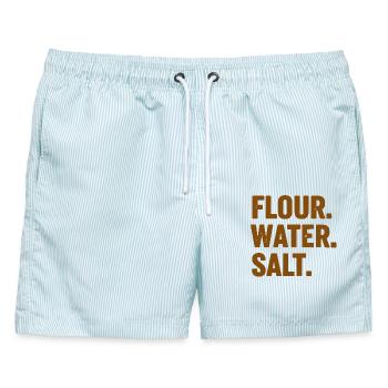 Sauerteigbrot Backen, Bäcker, Mehl, Wasser, Salz, Salz - Männer Badeshorts - hellblau gestreift - Vorne - AI Model Male 178 light (178cm)