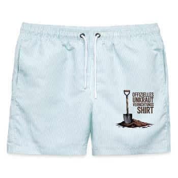 Gartenarbeit Shirt Offizielles Garten Shirt - Männer Badeshorts - hellblau gestreift - Vorne - AI Model Male 178 light (178cm)