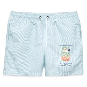 Sauerteig Vergessen Sie nicht, Ihren Starter zu füttern - Männer Badeshorts - hellblau gestreift - Vorne - AI Model Male 178 light (178cm)