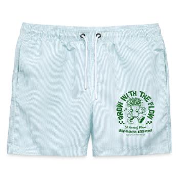 Wachse mit der Blume - Männer Badeshorts - hellblau gestreift - Vorne - AI Model Male 178 light (178cm)