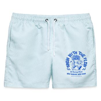 Wachse mit dem Fluss - Männer Badeshorts - hellblau gestreift - Vorne - AI Model Male 178 light (178cm)