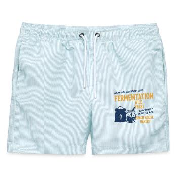 Sourdough Bread Baking Baker Sourdough Starter Jar - Männer Badeshorts - hellblau gestreift - Vorne - AI Model Male 178 light (178cm)