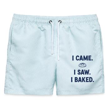 Ich bin gekommen, ich habe gesehen, dass ich Sauerteigbrot gebacken habe - Männer Badeshorts - hellblau gestreift - Vorne - AI Model Male 178 light (178cm)