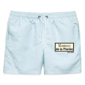 Mama der Braut 2026 - Männer Badeshorts - hellblau gestreift - Vorne - AI Model Male 178 light (178cm)