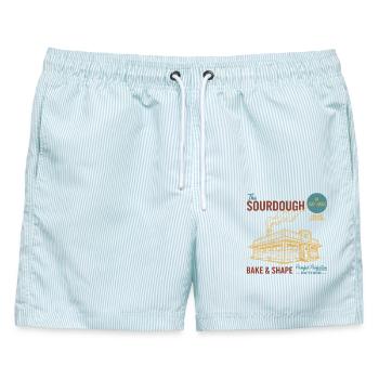 Sauerteigbacken und Formen Bay Area Brotbackzeit - Männer Badeshorts - hellblau gestreift - Vorne - AI Model Male 178 light (178cm)