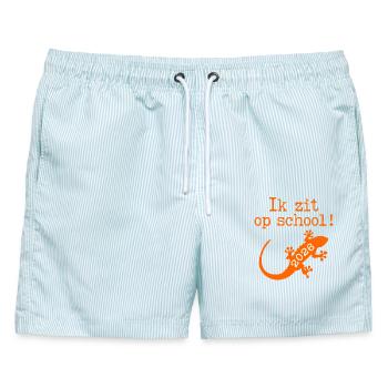 Ich bin in der Schule - Männer Badeshorts - hellblau gestreift - Vorne - AI Model Male 178 light (178cm)