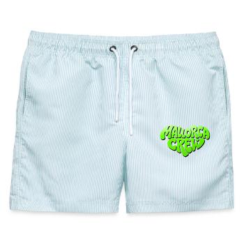 Mallorca Crew Neon Logo - Männer Badeshorts - hellblau gestreift - Vorne - AI Model Male 178 light (178cm)