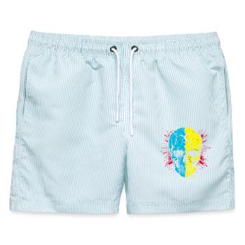 Skull Split Neon Palette - Männer Badeshorts - hellblau gestreift - Vorne - AI Model Male 178 light (178cm)