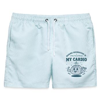 Sauerteigbrot Backen Sauerteig machen - Männer Badeshorts - hellblau gestreift - Vorne - AI Model Male 178 light (178cm)