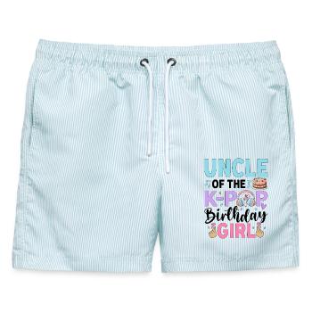 Uncle Of The K-Pop Birthday Girl - Männer Badeshorts - hellblau gestreift - Vorne - AI Model Male 178 light (178cm)