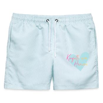 Konfetti im Herzen  - Männer Badeshorts - hellblau gestreift - Vorne - AI Model Male 178 light (178cm)