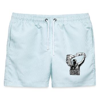 Berxwedan Kurdistan - Männer Badeshorts - hellblau gestreift - Vorne - AI Model Male 178 light (178cm)