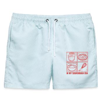 Sourdough Era Bread Baking Sourdough Starter Jar - Männer Badeshorts - hellblau gestreift - Vorne - AI Model Male 178 light (178cm)