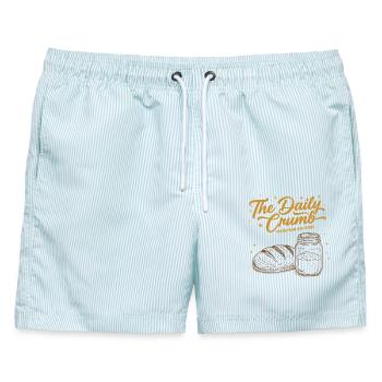 Sauerteig, der tägliche Krümel frisch aus unseren Öfen - Männer Badeshorts - hellblau gestreift - Vorne - AI Model Male 178 light (178cm)