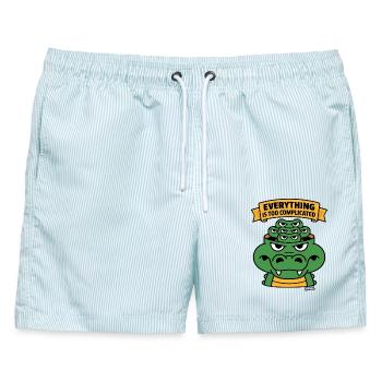Alles ist zu kompliziert, Alligator. - Männer Badeshorts - hellblau gestreift - Vorne - AI Model Male 178 light (178cm)