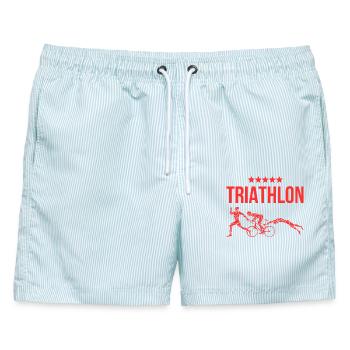 Triathlon - Männer Badeshorts - hellblau gestreift - Vorne - AI Model Male 178 light (178cm)