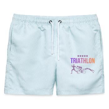 Triathlon - Männer Badeshorts - hellblau gestreift - Vorne - AI Model Male 178 light (178cm)