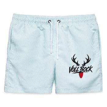 VOLL BOCK - Männer Badeshorts - hellblau gestreift - Vorne - AI Model Male 178 light (178cm)