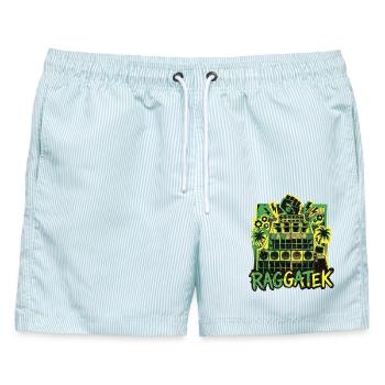 Raggatek Jungle Soundsystem - Männer Badeshorts - hellblau gestreift - Vorne - AI Model Male 178 light (178cm)