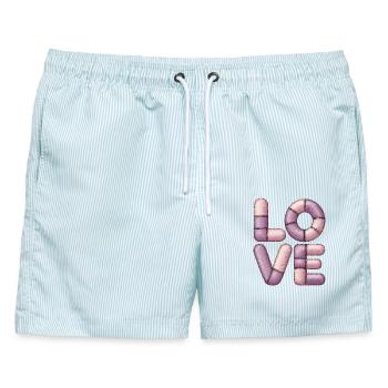 Süßes Patchwork Love für Mädchen & Teens - Männer Badeshorts - hellblau gestreift - Vorne - AI Model Male 178 light (178cm)