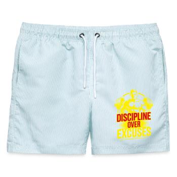 Tun - Männer Badeshorts - hellblau gestreift - Vorne - AI Model Male 178 light (178cm)