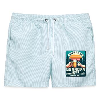 Werdender Opa loading zukünftiger Großvater 2027 - Männer Badeshorts - hellblau gestreift - Vorne - AI Model Male 178 light (178cm)