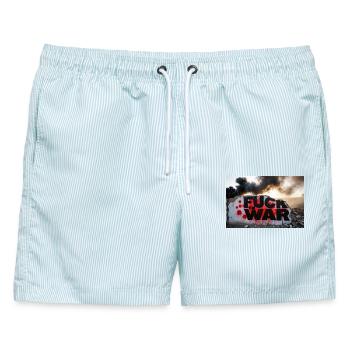 SCHEISS AUF DEN KRIEG - Männer Badeshorts - hellblau gestreift - Vorne - AI Model Male 178 light (178cm)