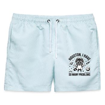Waschbär Astronaut Shirt Houston Problem Weltraum - Männer Badeshorts - hellblau gestreift - Vorne - AI Model Male 178 light (178cm)