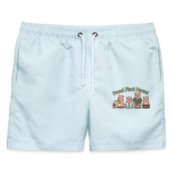 Pflanzen Shirt Proud Plant Parent Gärtner Geschenk - Männer Badeshorts - hellblau gestreift - Vorne - AI Model Male 178 light (178cm)