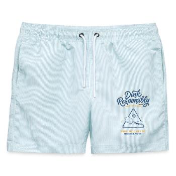 Pickleball-Spieler Dink liebt Pickleball verantwortungsvoll - Männer Badeshorts - hellblau gestreift - Vorne - AI Model Male 178 light (178cm)