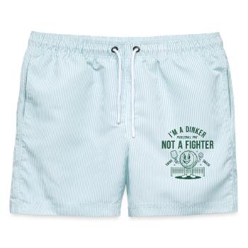 Pickleball, ich bin ein Dinker, kein Kämpfer-Profi, witzig - Männer Badeshorts - hellblau gestreift - Vorne - AI Model Male 178 light (178cm)
