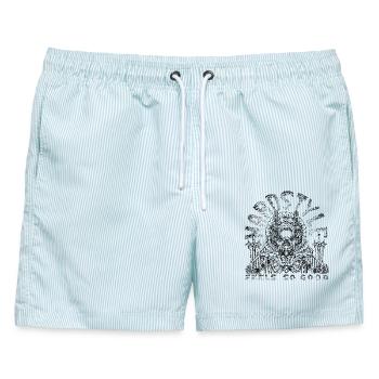 HARDSTYLE fühlt sich so gut an – schwarz - Männer Badeshorts - hellblau gestreift - Vorne - AI Model Male 178 light (178cm)