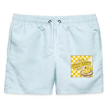Stay Zesty Zitronenkuchen Retro - Männer Badeshorts - hellblau gestreift - Vorne - AI Model Male 178 light (178cm)