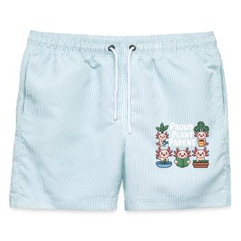 Axolotl Pflanzen Shirt Proud Plant Parent Geschenk - Männer Badeshorts - hellblau gestreift - Vorne - AI Model Male 178 light (178cm)