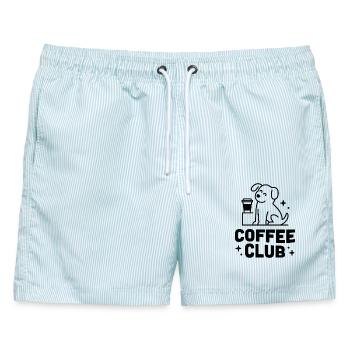 Kaffeeclub, lustiger Hund, Retro-Vintage - Männer Badeshorts - hellblau gestreift - Vorne - AI Model Male 178 light (178cm)