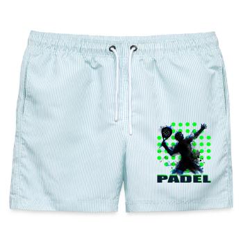 Padel - Männer Badeshorts - hellblau gestreift - Vorne - AI Model Male 178 light (178cm)