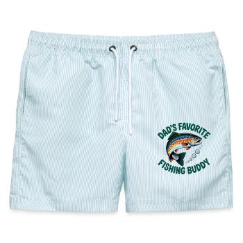 Papa Angel Buddy - Männer Badeshorts - hellblau gestreift - Vorne - AI Model Male 178 light (178cm)