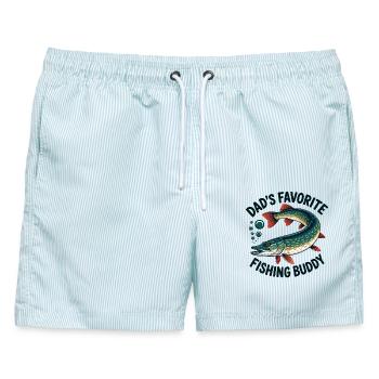 Papa Angel Buddy - Männer Badeshorts - hellblau gestreift - Vorne - AI Model Male 178 light (178cm)
