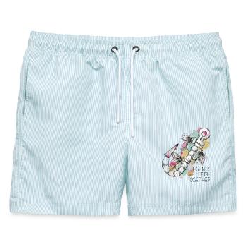 Fliegenfischen Köder Kunst Legende - Männer Badeshorts - hellblau gestreift - Vorne - AI Model Male 178 light (178cm)