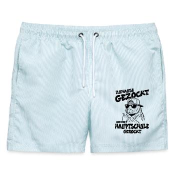 Zuhause gezockt Hauptschule gerockt Schulabschluss - Männer Badeshorts - hellblau gestreift - Vorne - AI Model Male 178 light (178cm)