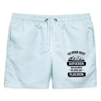 Ich werde nicht Aufgeben aber ganze Zeit Fluchen - Männer Badeshorts - hellblau gestreift - Vorne - AI Model Male 178 light (178cm)