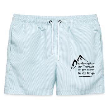 Ich gehe nicht zur Therapie ich gehe in die Berge - Männer Badeshorts - hellblau gestreift - Vorne - AI Model Male 178 light (178cm)