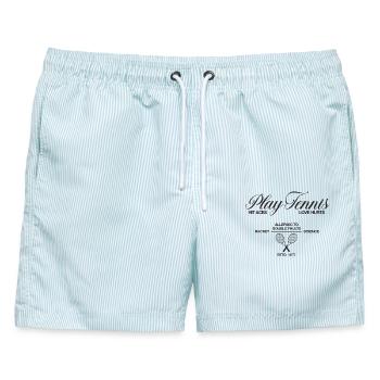 Play Tennis hit aces - Männer Badeshorts - hellblau gestreift - Vorne - AI Model Male 178 light (178cm)