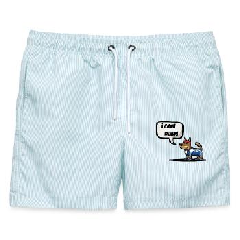 ICH KANN RENNEN! - Männer Badeshorts - hellblau gestreift - Vorne - AI Model Male 178 light (178cm)