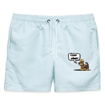 ICH KANN ABBAUEN! - Männer Badeshorts - hellblau gestreift - Vorne - AI Model Male 178 light (178cm)